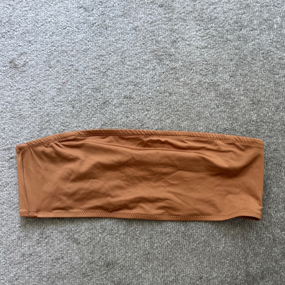 Skims Signature Swim Bandeau Bikini Top Almond